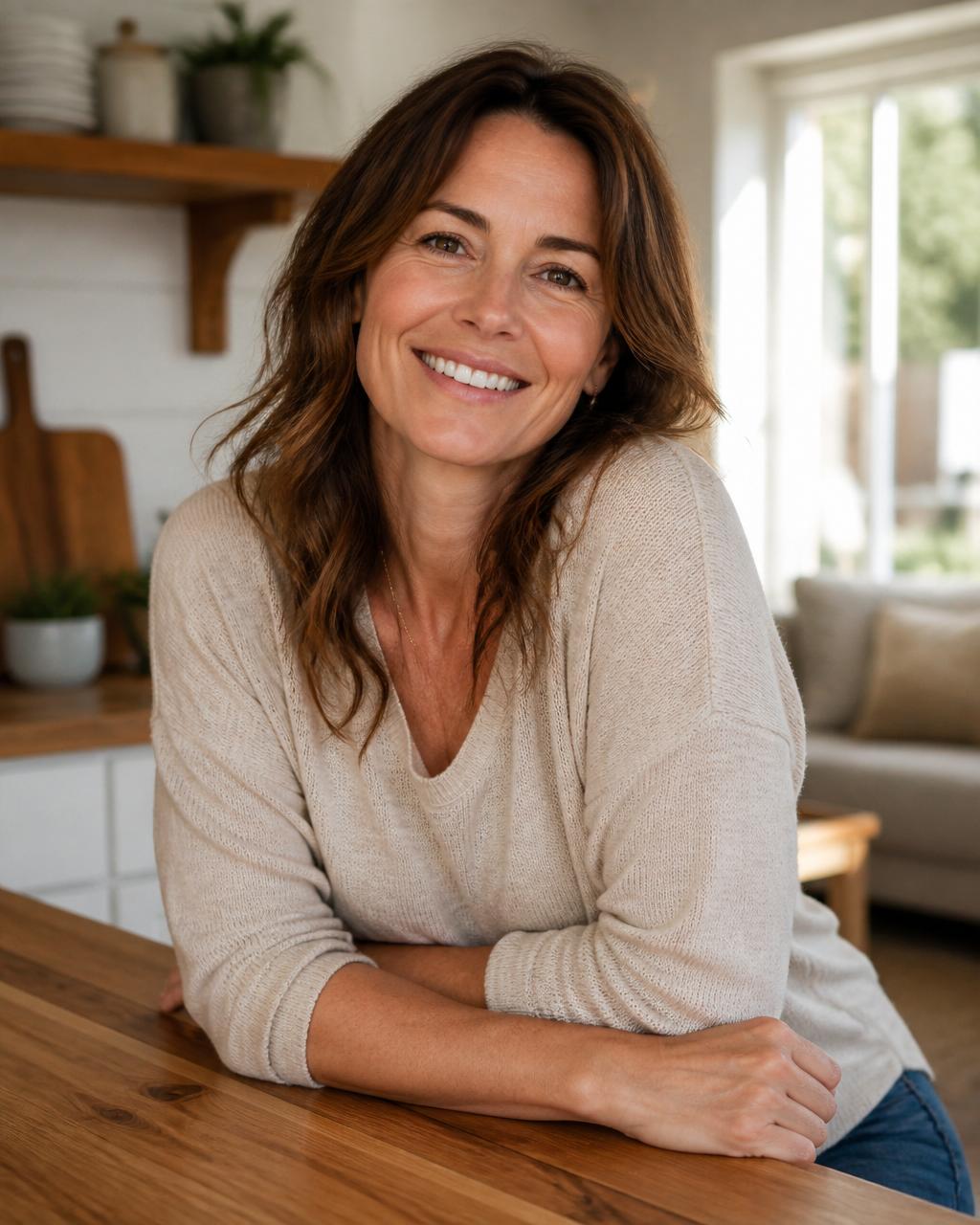 A woman smiling on a morning walk